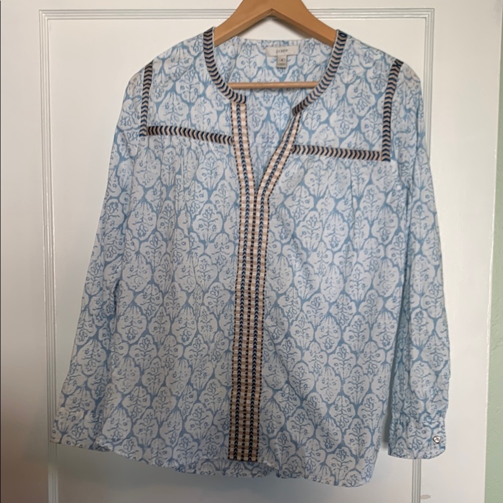 J. Crew Patterned Cotton Blouse